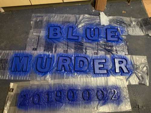 Blue Murder Title Spray Paint