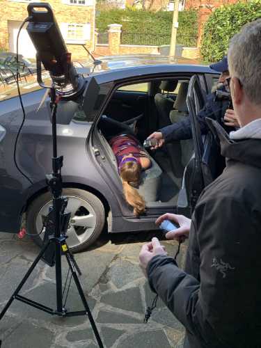 Wrapped in the car shot